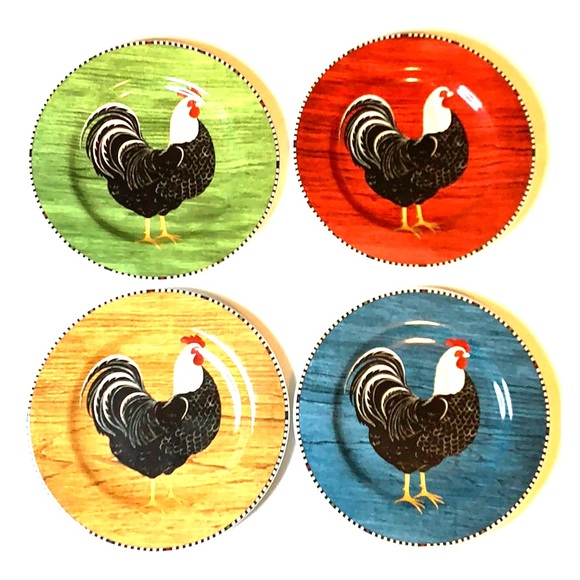 Sakura Other - 🌸Set of 4 Sakura Retro Rooster Plates